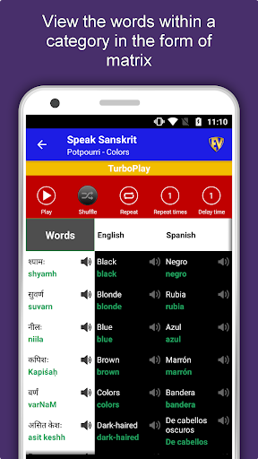 Screenshot of Learn Sanskrit Language App
