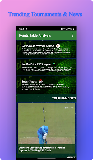 Android application Points Table Analysis screenshort