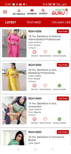 Android application Rishta Guru - Indian Matrimony screenshort