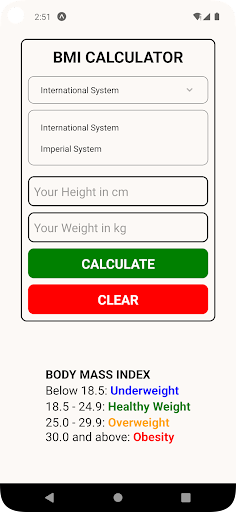 BMI Calculator Screen 2