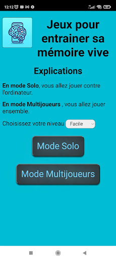 Android application Mémoire Vive screenshort