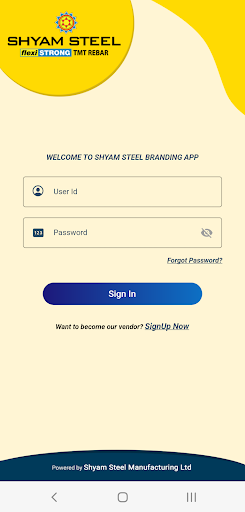 Shyam Steel Branding Screen 2