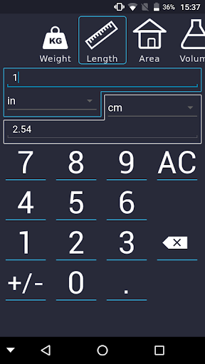 Android application Unit Converter screenshort