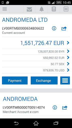 Android application iRietumu screenshort