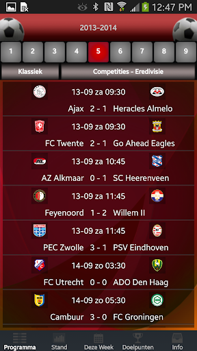 Android application Eredivisie Voetbal screenshort