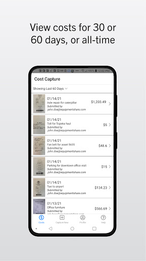 Screenshot of CostCapture