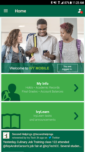 Android application Ivy Tech Mobile screenshort