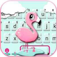Тема для клавиатуры Cartoon Pink Flamingo