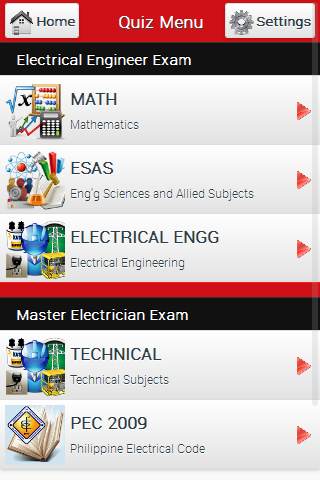 Android application Electrical Engineer Reviewer screenshort