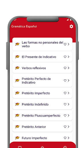 Android application Spanish Grammar tenses screenshort