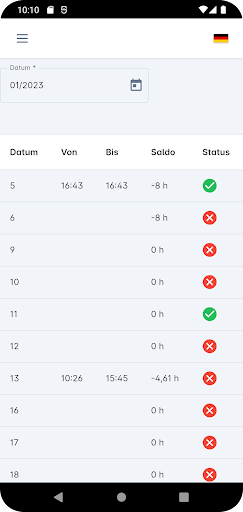 Android application biz.Suite TimeControl screenshort