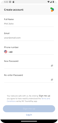 MY TouristPay Screen 2