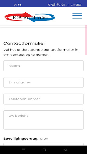 Android application JCB Ventilatie screenshort