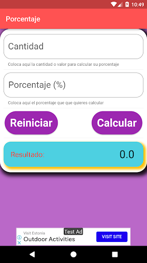 Android application Porcentaje Simple App screenshort
