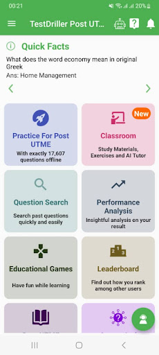 Screenshot of TestDriller Uni Entrance Exam