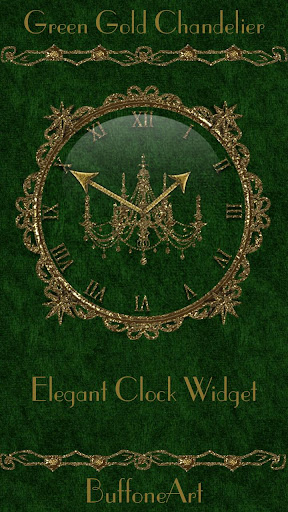 Android application Green Gold Chandelier Clock Wi screenshort