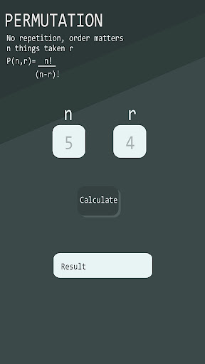 Permutation Calculator Screen 2