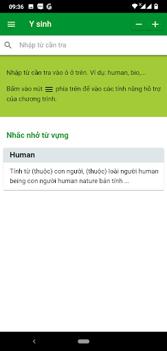 Android application Từ điển Y sinh screenshort