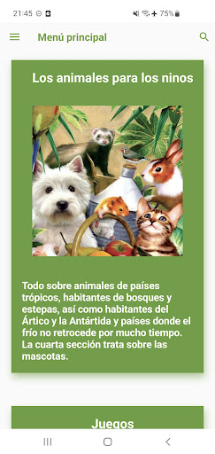 Android application Animales para niños. Zoogalaxy screenshort