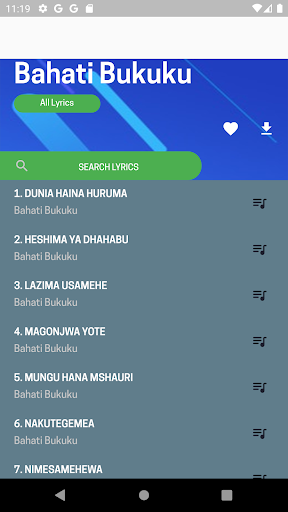 Android application Bahati Bukuku song lyrics screenshort