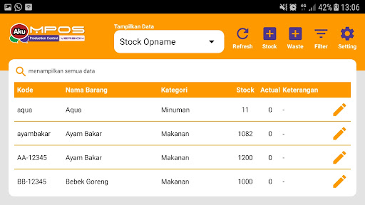 AKU MPOS Production Control Screen 3