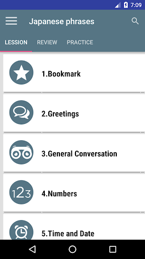 Android application speak Japanese phrases screenshort