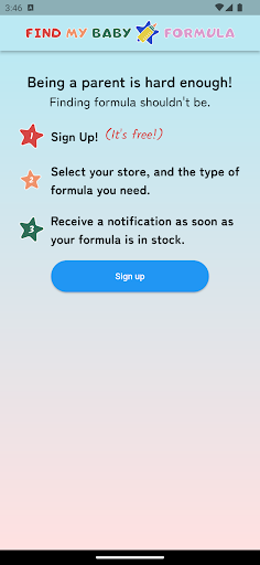 Android application FindMyBabyFormula.com screenshort