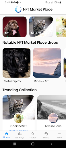Android application Nft Market Place screenshort