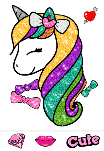 Glitter Unicorn Coloring Book Screen 3
