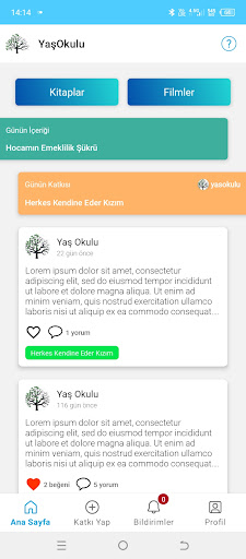 Android application YaşOkulu screenshort
