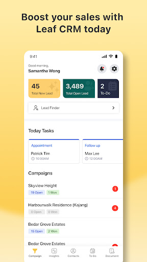 Android application Leaf CRM screenshort