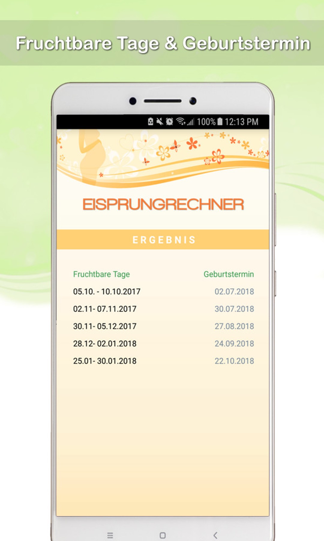 Android application Eisprungrechner 2022 screenshort