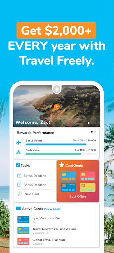 Android application Travel Freely: Points & Miles screenshort