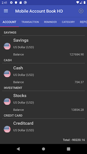 Android application Mobile Account Book HD screenshort
