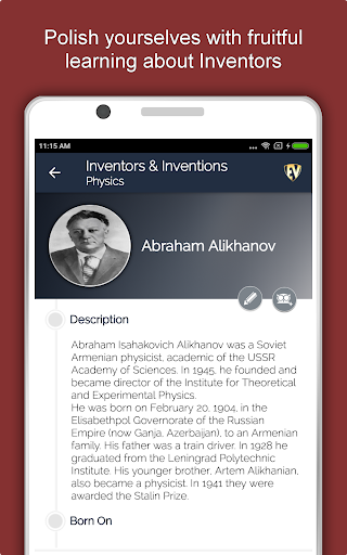 Screenshot of Inventions and Inventors App