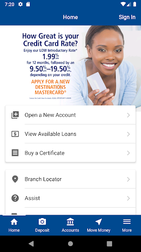 Destinations Credit Union Screen 2