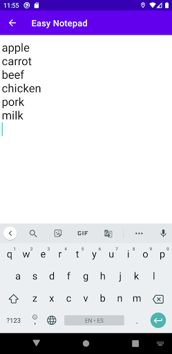 Easy Notepad Screen 2