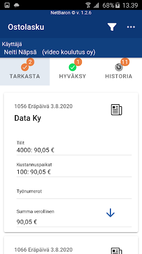 NetBaron, Ostolasku-MobiApp Screen 2