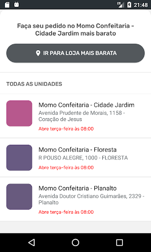 Android application Momo Confeitaria Delivery screenshort