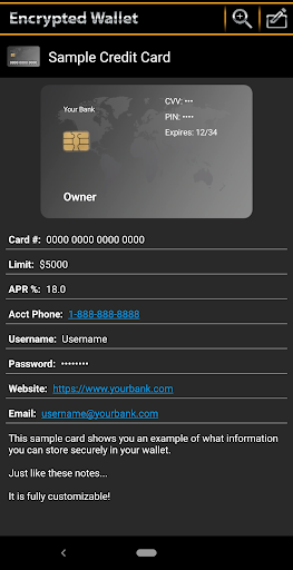 Android application Encrypted Wallet screenshort