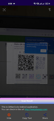 QR/BAR Code Scanner Screen 3