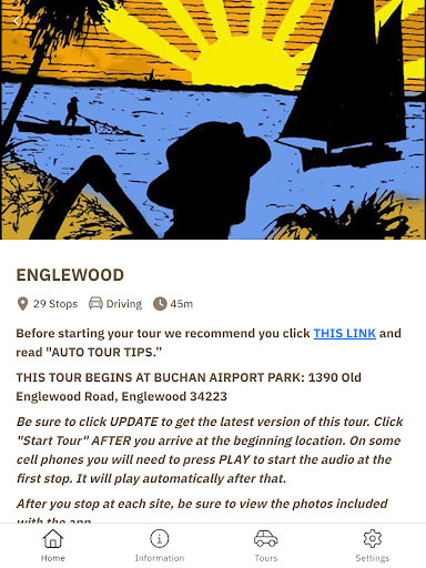 Screenshot of Sarasota County Auto Tours