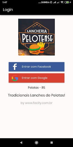 Android application Lancheria Pelotense screenshort