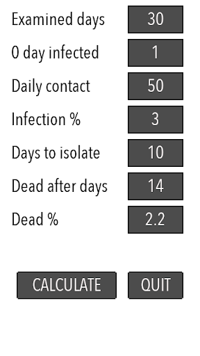 Epidemy Calculator Screen 2
