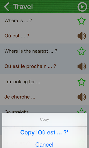 Learn French Phrasebook Screen 3