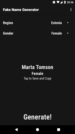 Fake Name Generator - 53 Count Screen 2