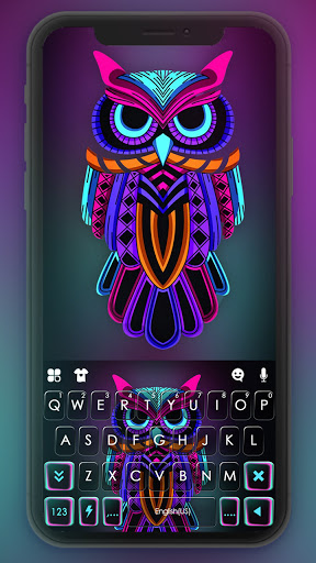 Android application Neon Owl Keyboard Background screenshort