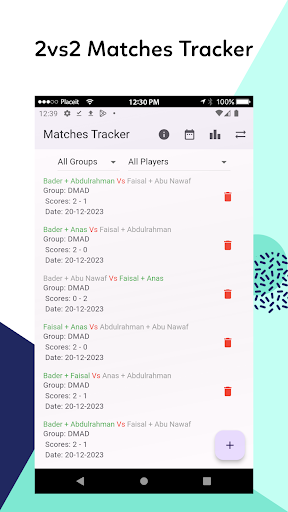 Android application 2vs2 Matches Tracker screenshort