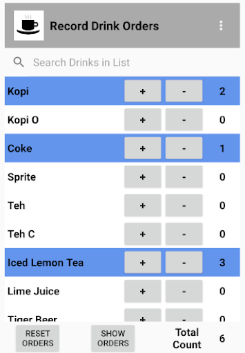 Record Drink Orders Screen 3