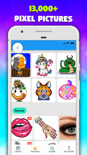 Android application Pixel Art book・Color by number screenshort